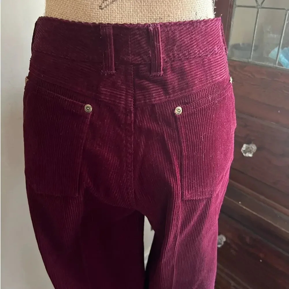Vintage Jordache Corduroy Pants Cranberry High Rise Bootcut 32L